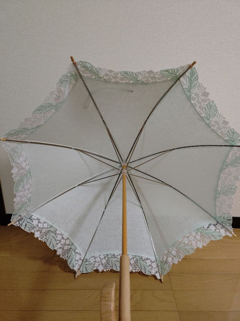 近沢レース★レース日傘★ミントグリーン(長傘)