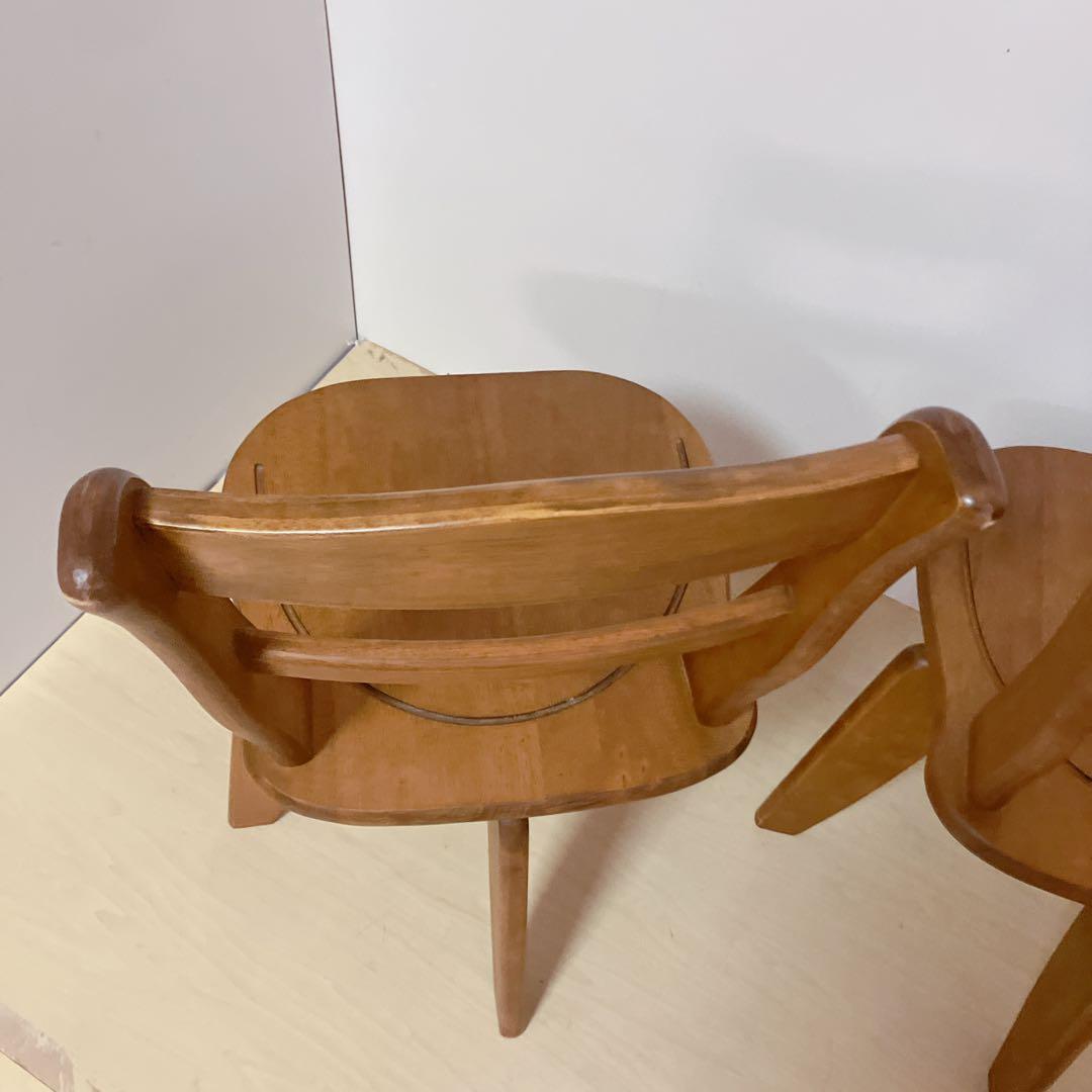 木製　回転式　ダイニングチェア　2脚セット　木製椅子　北欧　アームレスチェア