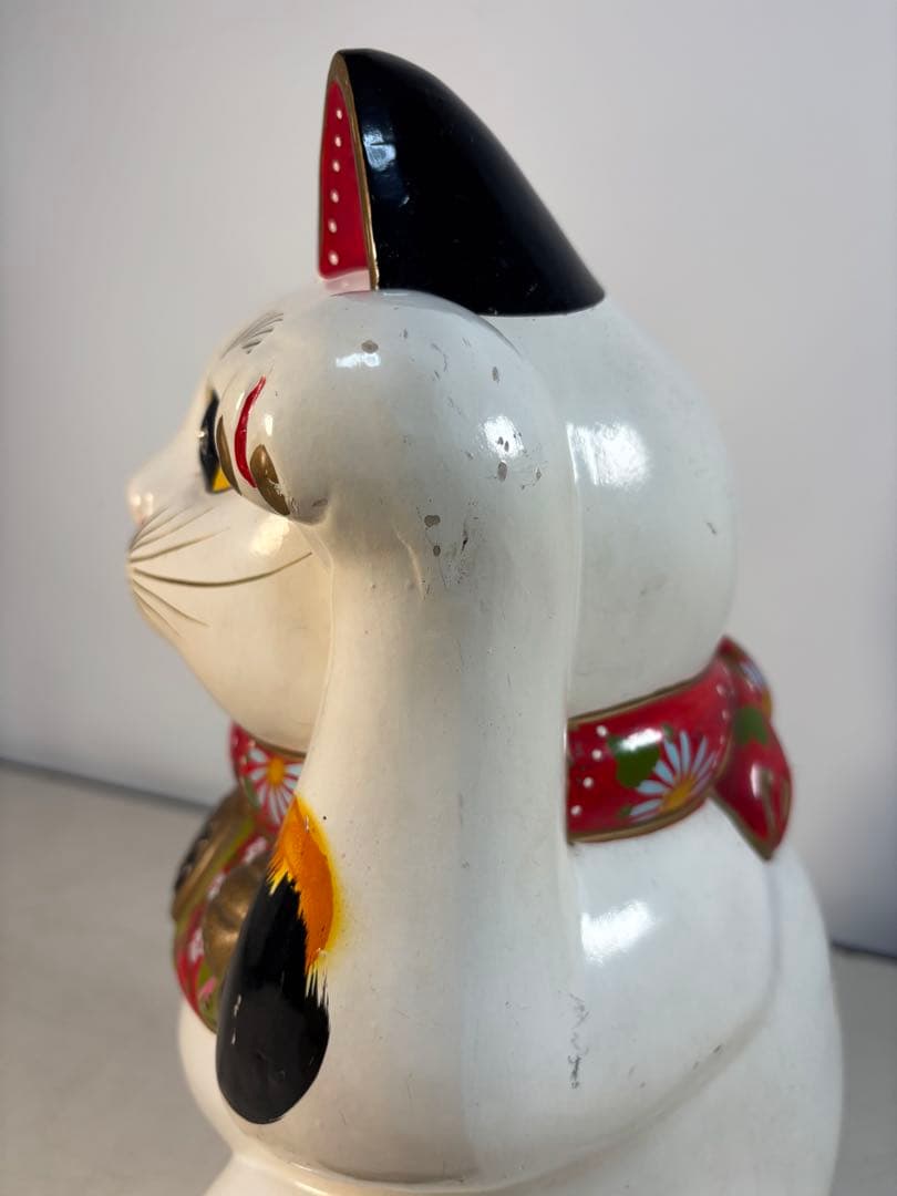 招き猫 多治見 郷土玩具 豪華前垂れ 骨董 アンティーク 縁起物 猫 置物