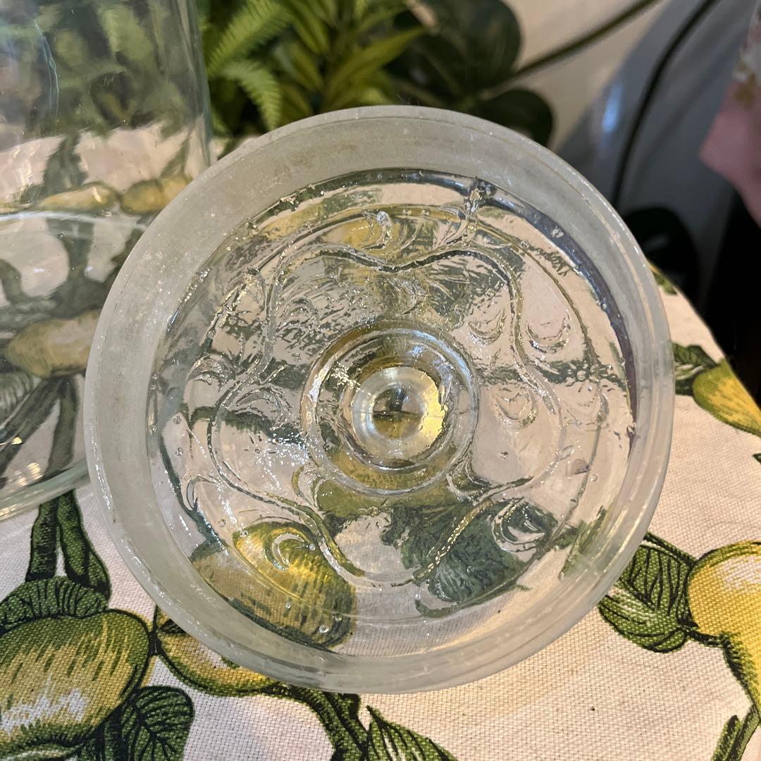 昭和レトロ 蓋付 ガラス瓶 保存瓶