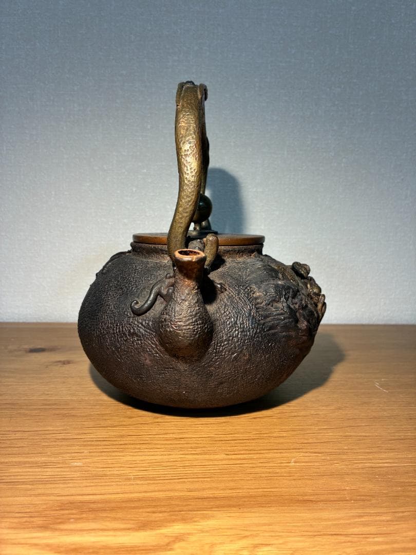 016 【希少】龍文堂 亀文堂 伝統工芸品 鉄瓶 カニ 蟹図