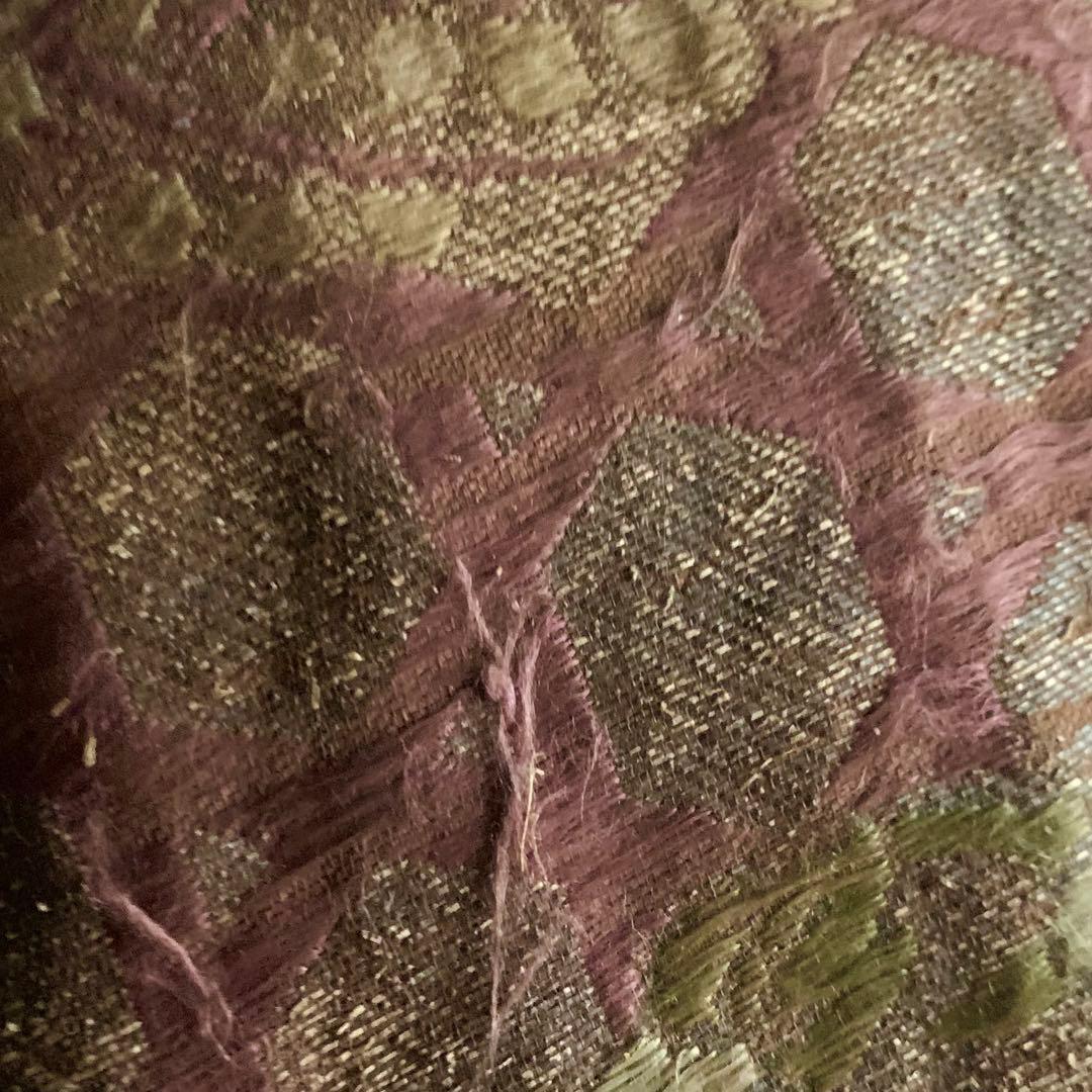 古い 西陣織 銀襴 打敷 花の丸文様 明治六年 古美術 古道具 アンティーク