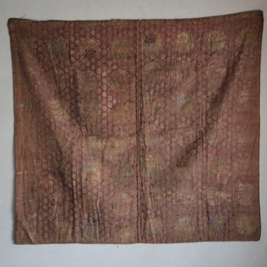 古い 西陣織 銀襴 打敷 花の丸文様 明治六年 古美術 古道具 アンティーク