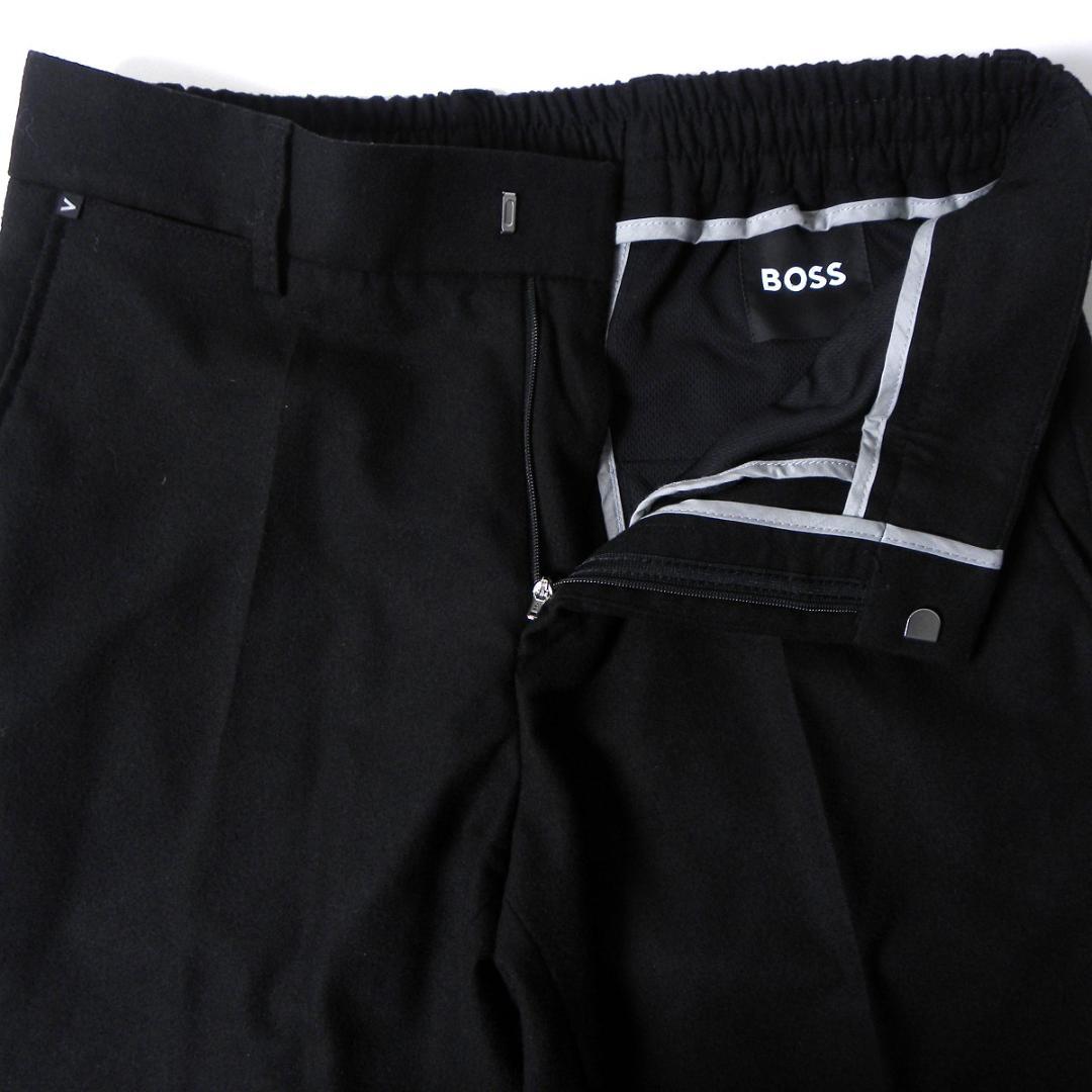 BOSSフランネルセットアップスーツ TECH FLANELL スリムフィット黒