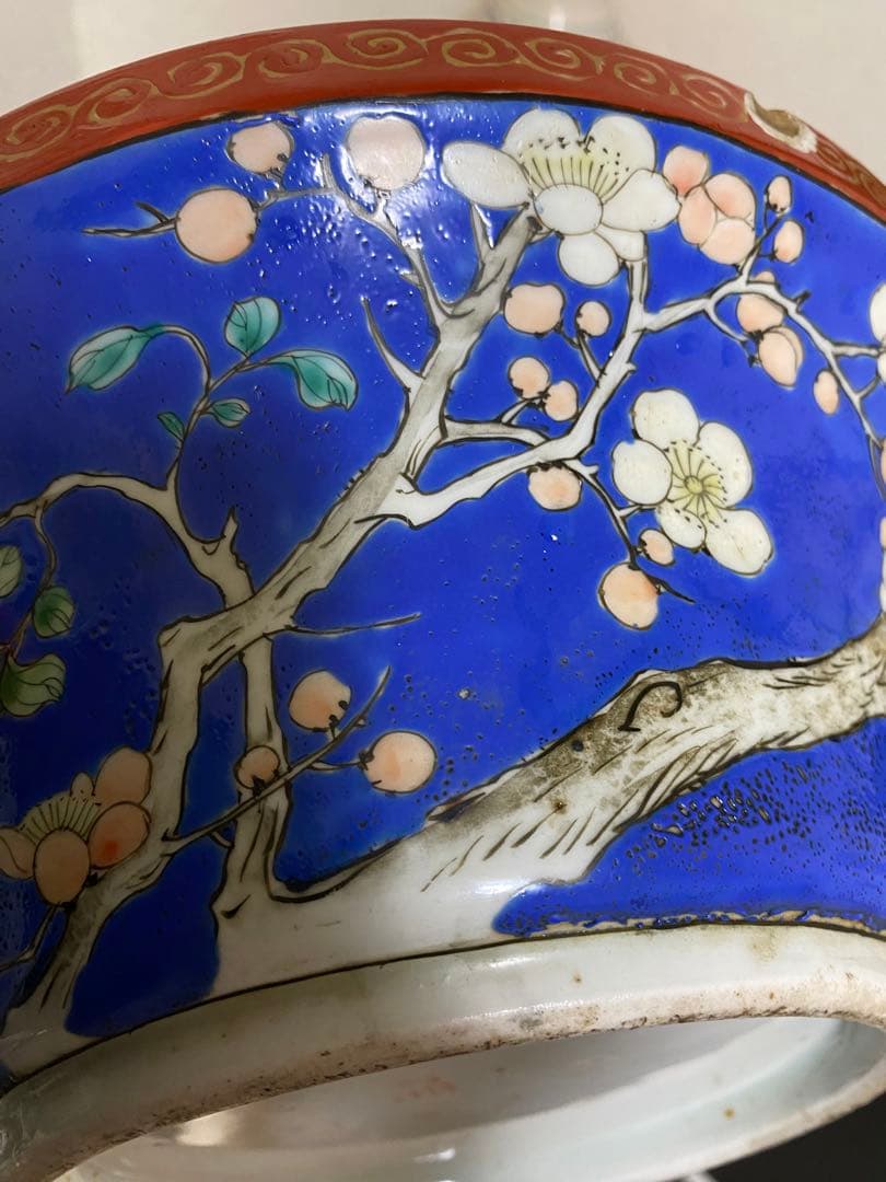 清朝　中国美術 色絵花鳥図蓋物 骨董品保証