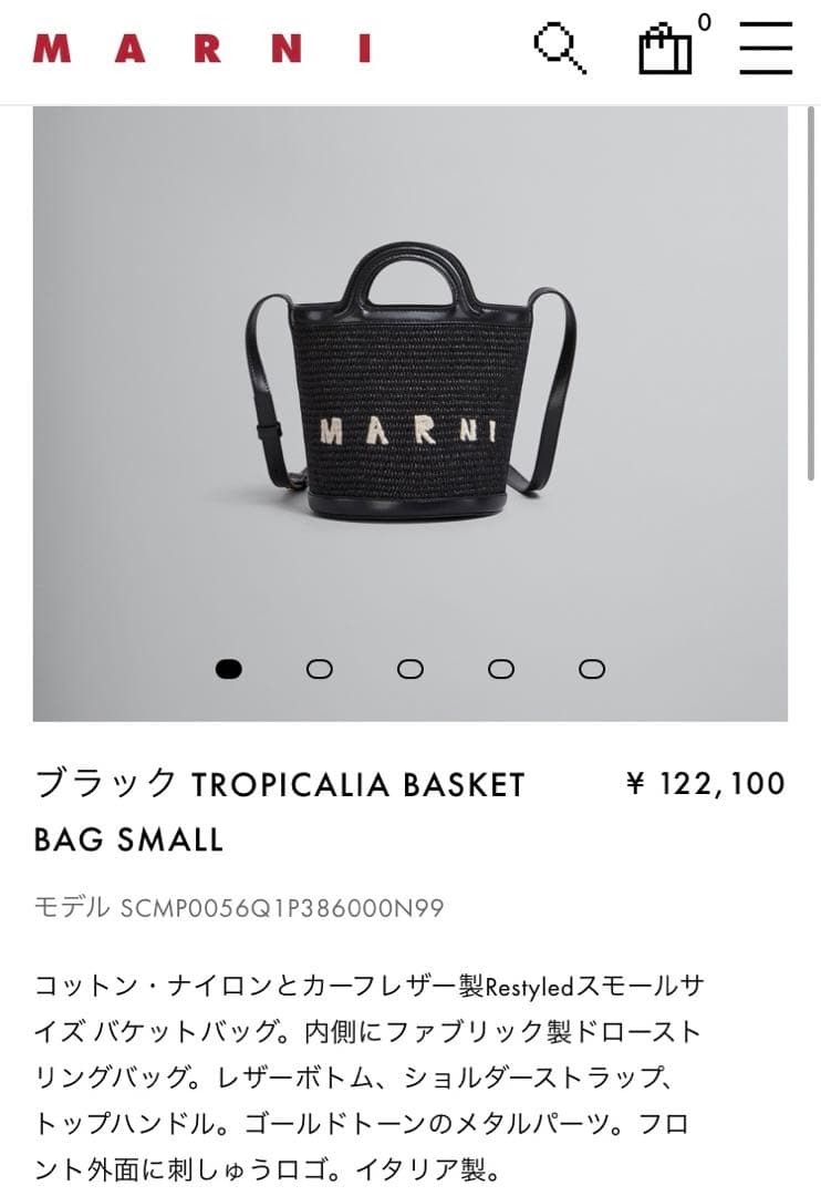 2023年購入 MARNI マルニ かごバッグ スモール ブラック
