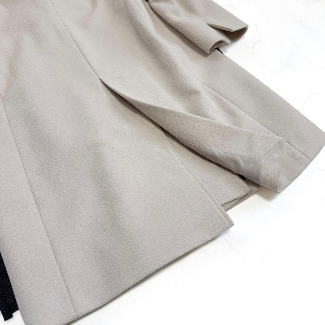 23区 ウールアンゴラビーバー フーデッド コート 38 ベージュ系