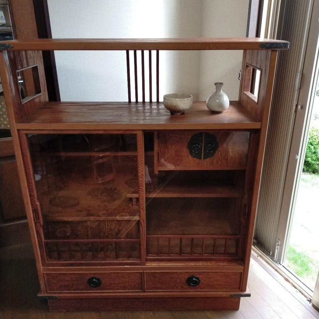 世界遺産屋久杉　極上　茶箪笥　茶棚　飾り棚　違い棚　収納棚　和家具