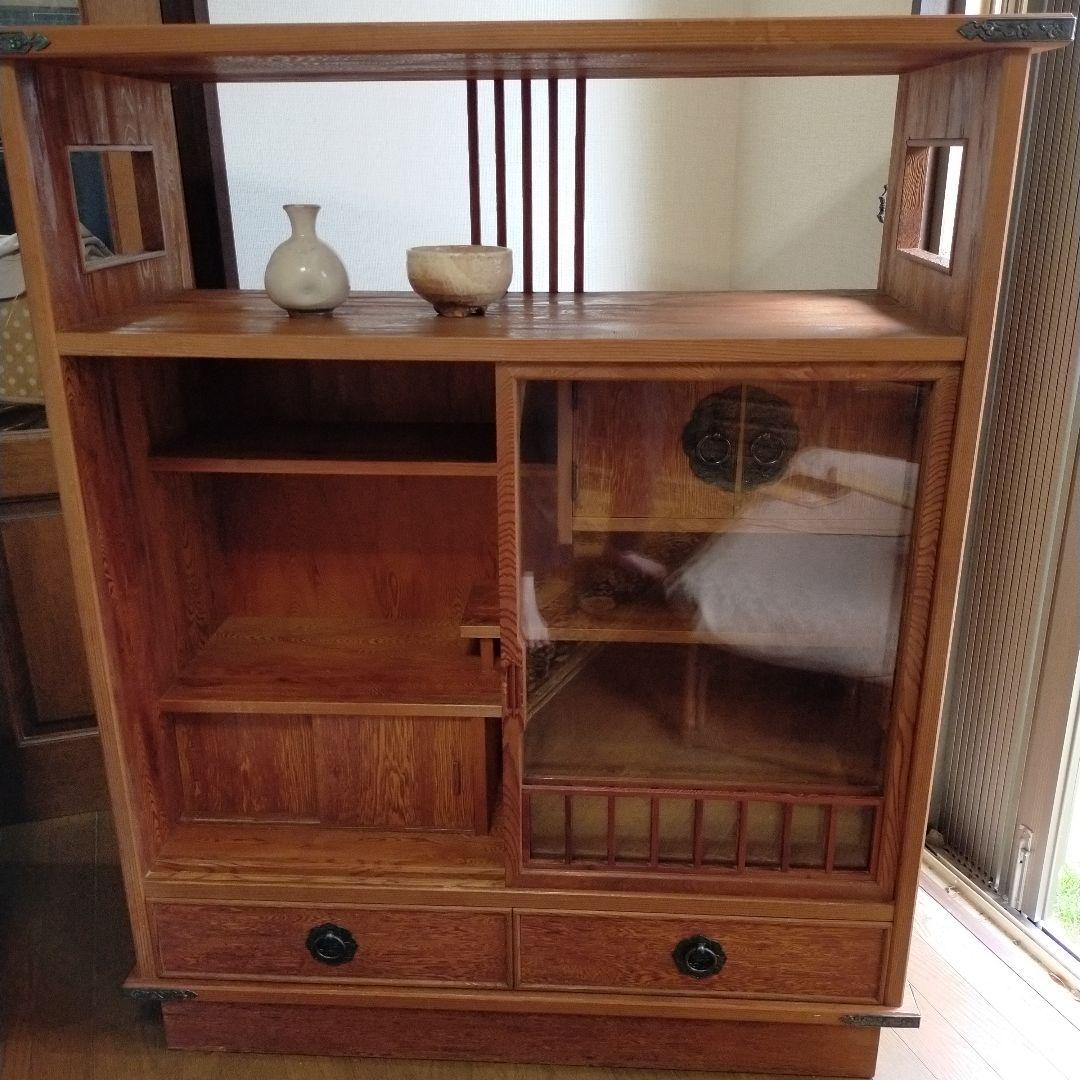 世界遺産屋久杉　極上　茶箪笥　茶棚　飾り棚　違い棚　収納棚　和家具