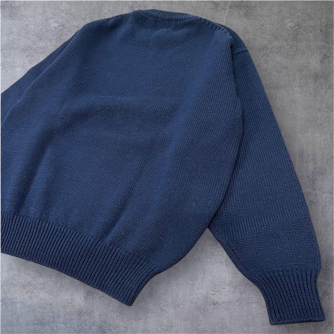 【希少】チャップス ラルフローレン 刺繍ロゴ ニット セーター 紺 M 90s