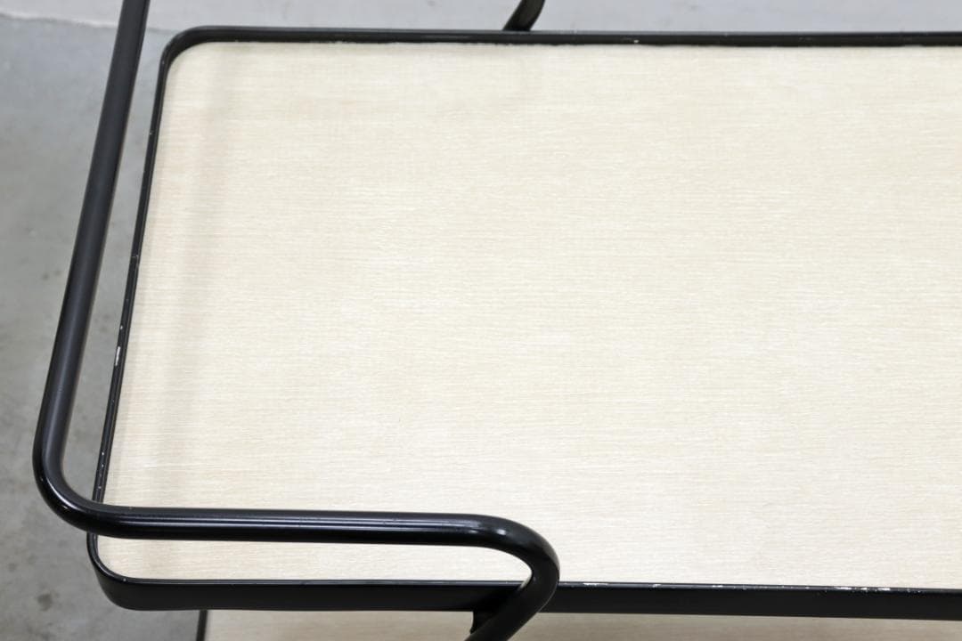 U.S. ヴィンテージ キッチン ワゴン トローリー シェルフ 化粧板 スチール