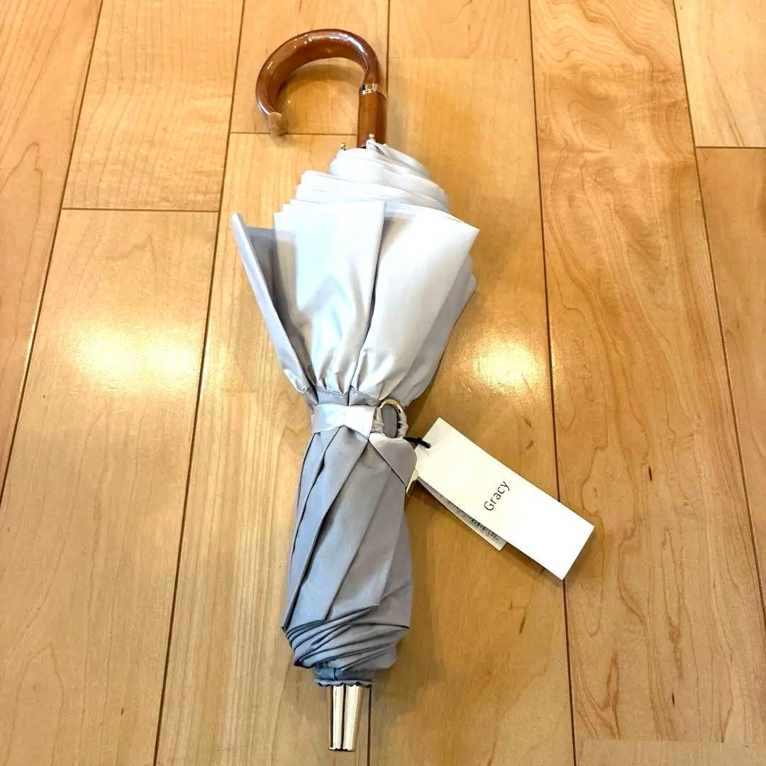 グレイシーのフリルたっぷり晴雨兼用日傘シルバーグレー