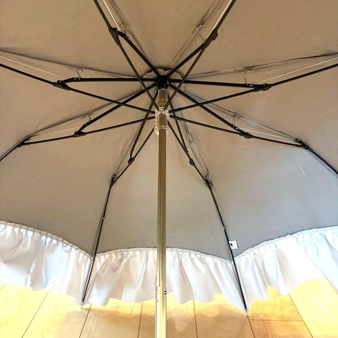 グレイシーのフリルたっぷり晴雨兼用日傘シルバーグレー