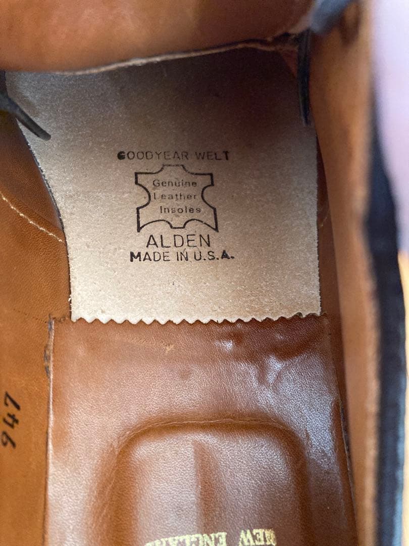 24時間限定 美品 オールデン プレーントゥ　オールウェザー　型押しカーフ947