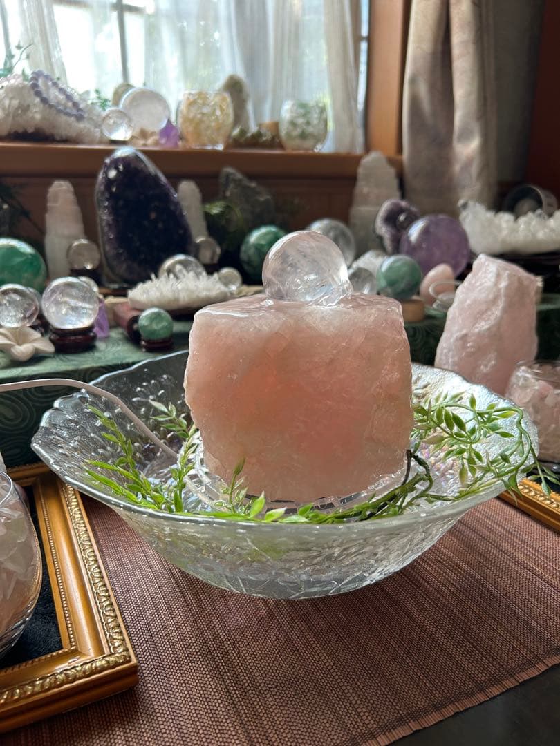 ✨破格✨絶品‼️ローズクオーツ☆噴水☆天然石⭐︎ファウンテン☆秘蔵品⭐︎2100g