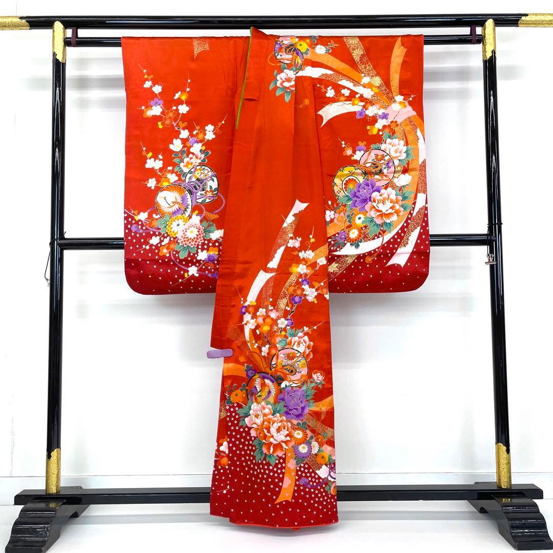 【着物と帯 時流】O24220s◆七五三 7才女の子着物+長襦袢セット◆正絹 鳥