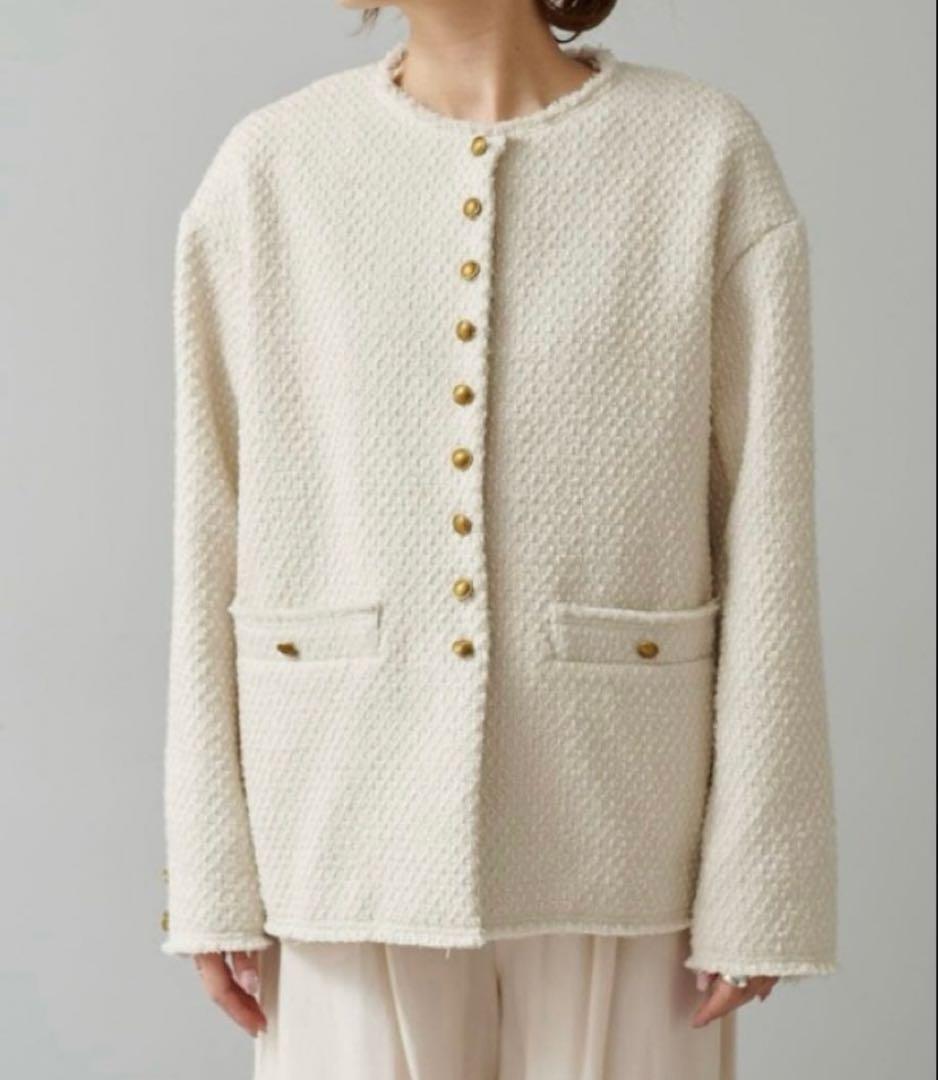 PUAL CE CIN （ピュアルセシン）リング ツイード ノーカラージャケット