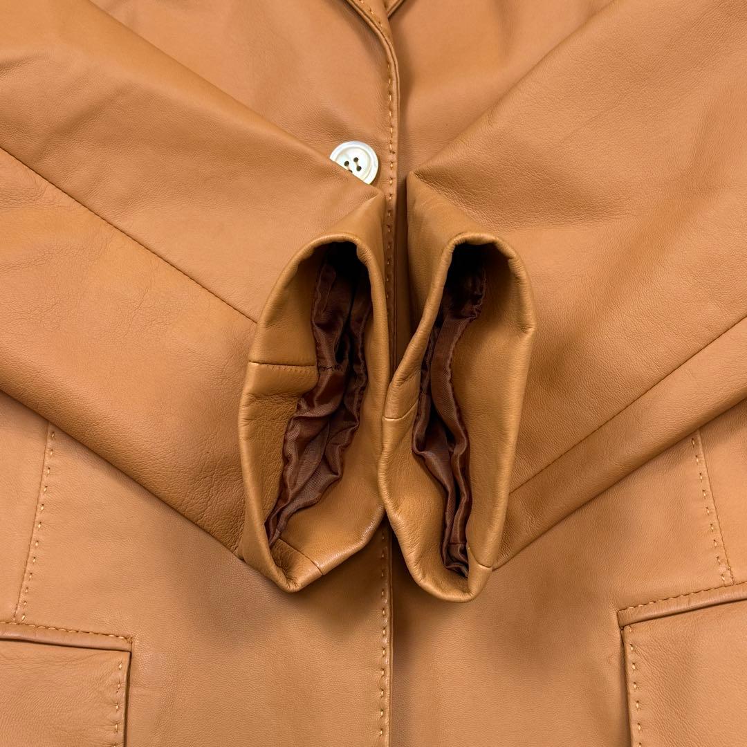 希少サイズ極美品 アニオナ テーラードジャケット レザー キャメル 42 L