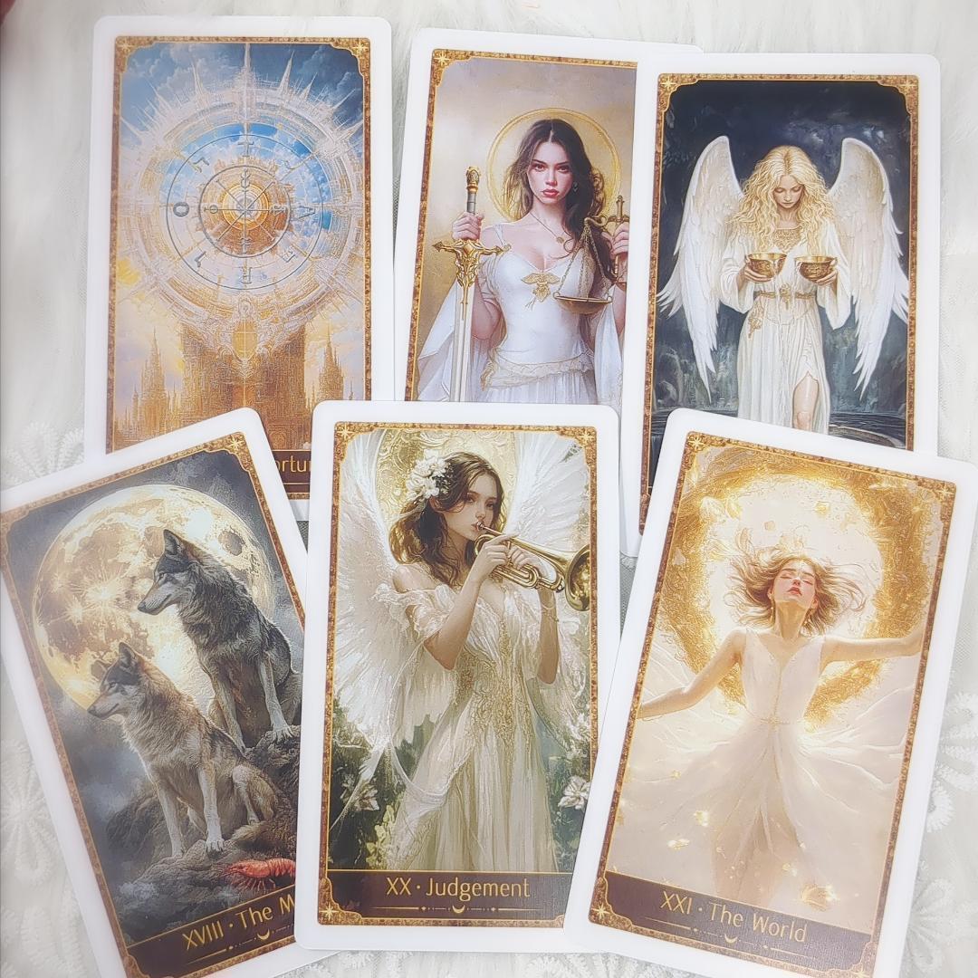 人気メーカー新作✨エレガントな美麗イラスト✨金色の車輪の守護者のタロットカード