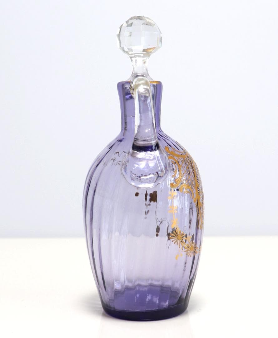 オールド・バカラ 1900年頃 レアカラー 紫色ガラス 金彩盛り上げ デカンタ