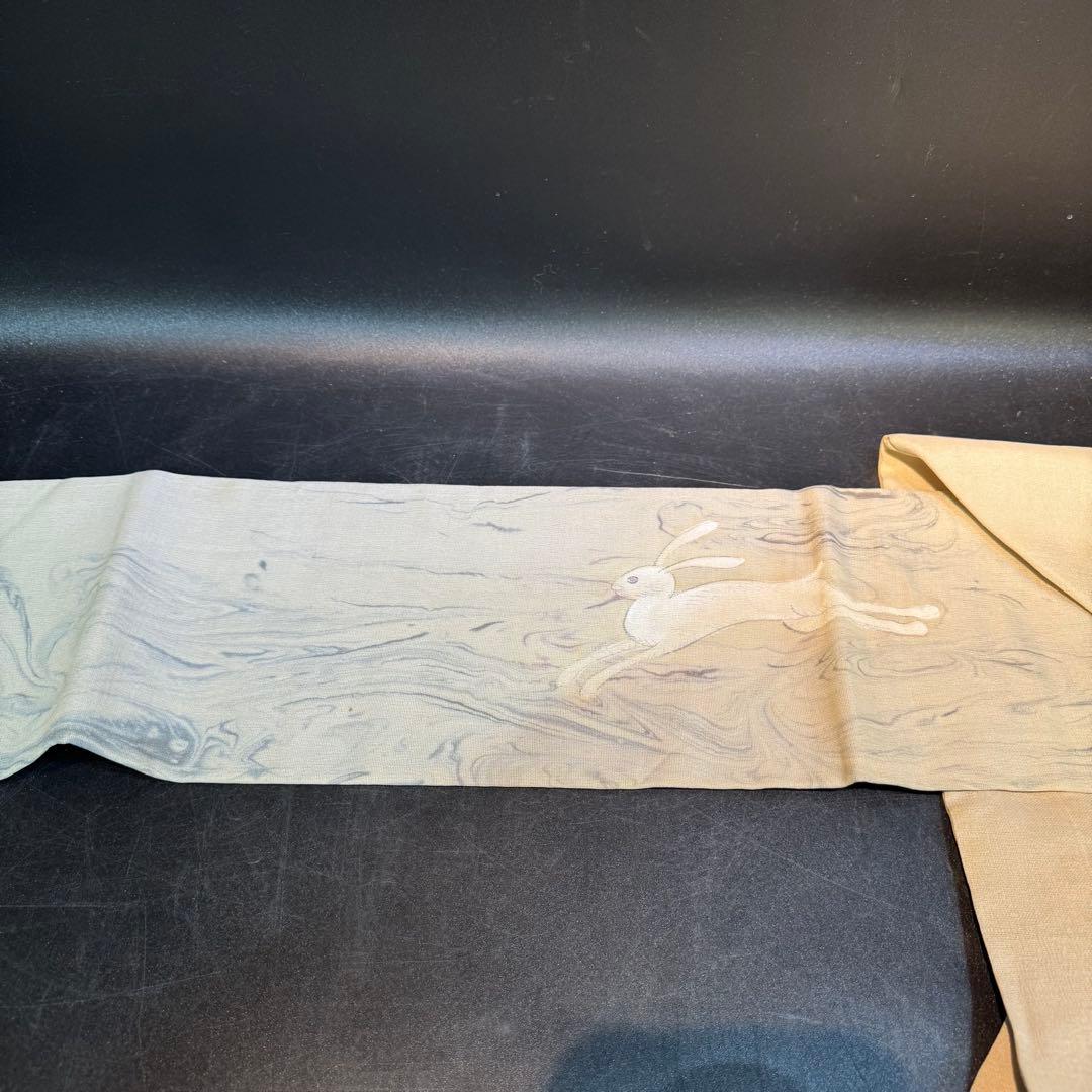 ウサギ刺繍 名古屋帯　アンティーク　餅つき　レア