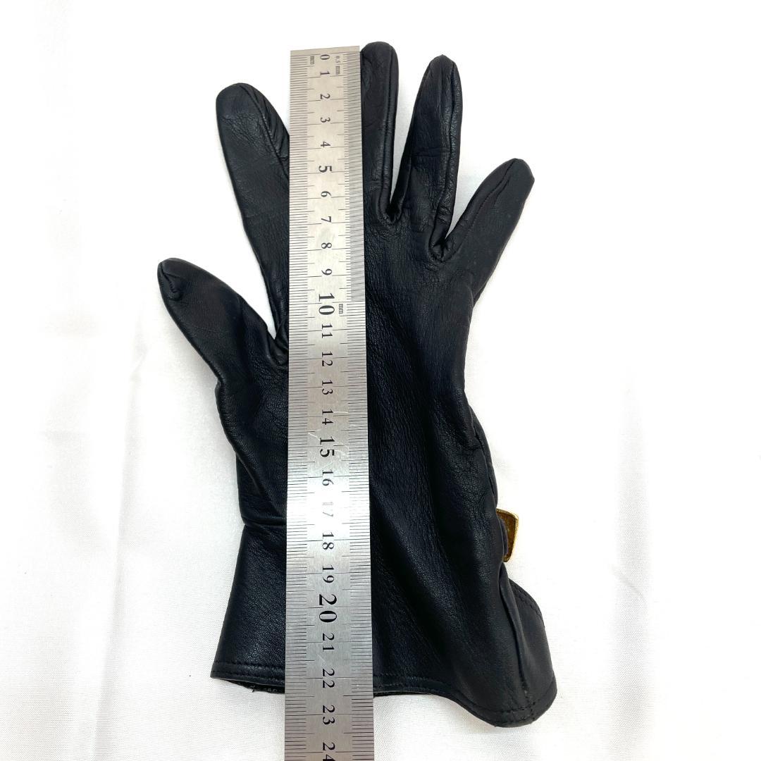 Y512-51 LOEWE ロエベ レザーグローブ 黒 アナグラム ゴールド金具