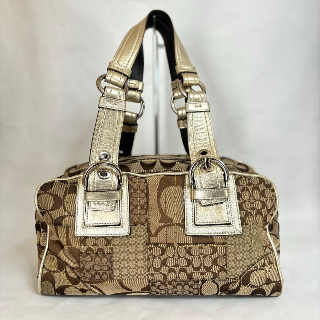 COACH シグネチャー　パッチワーク　ボストンバッグ　Y2K