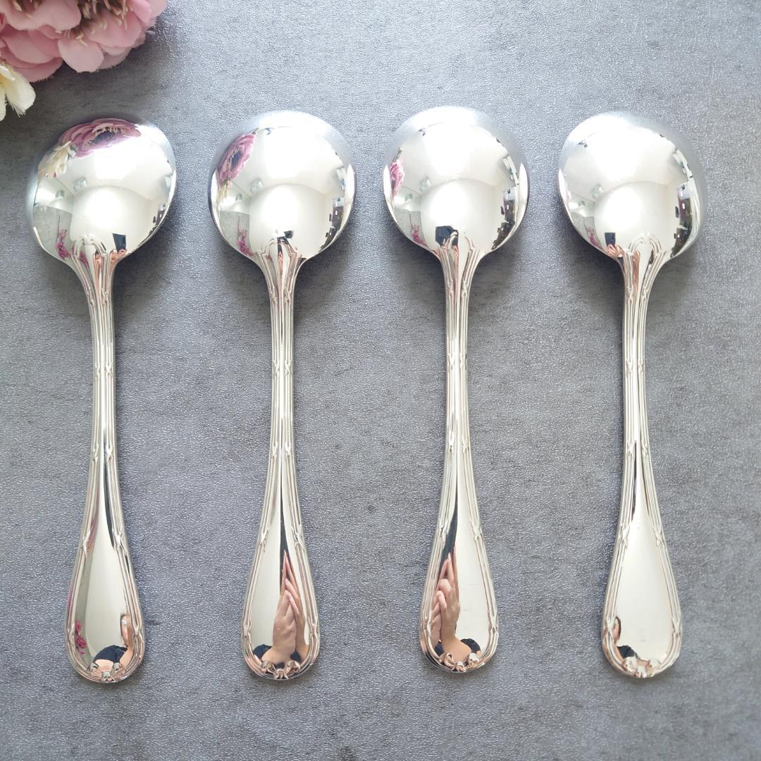 美品 クリストフル リュバン コンソメスプーン 4点