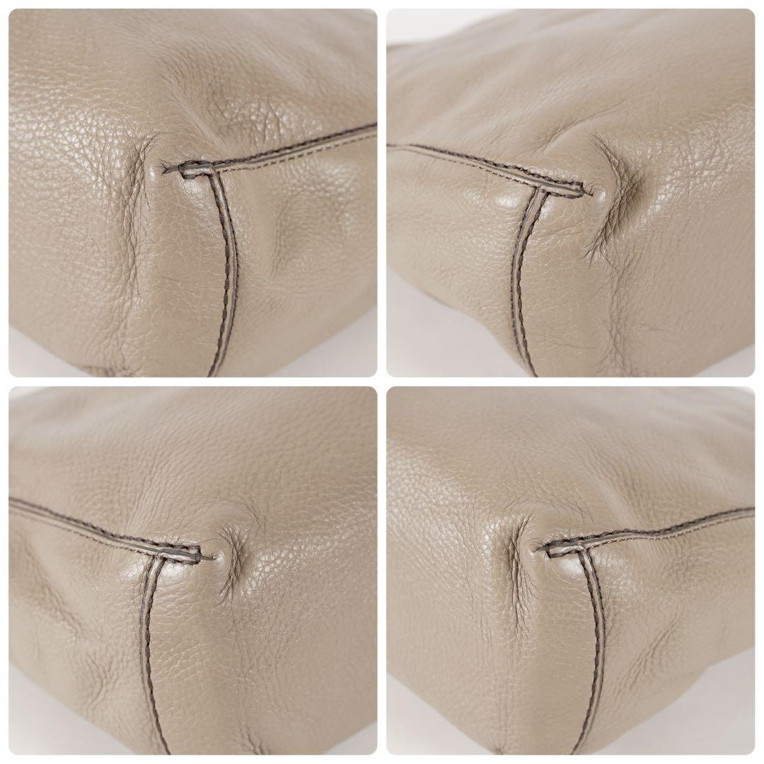 【極美品✨】ヒロフ ヴィータ 2way ショルダーバッグ シボ革 グレージュ