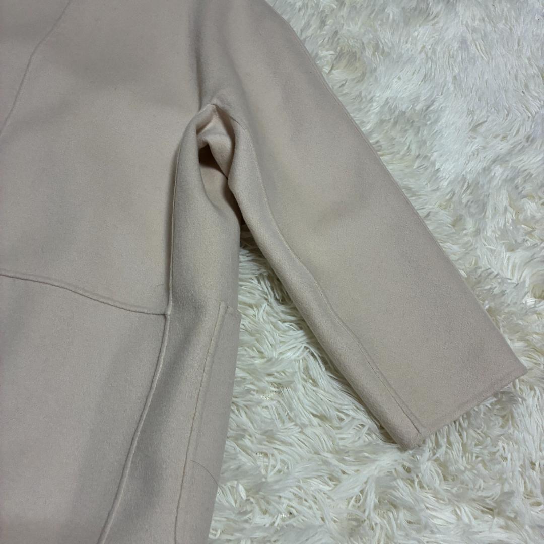 【美品】MaxMaraマックスマーラ　ダブルフェイス　ノーカラー　ビジューコート