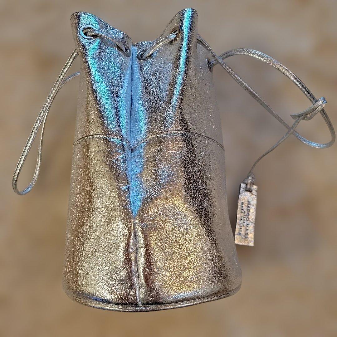 専用お値下げ！marco masi 巾着 ショルダーバッグ レザー 革シルバー