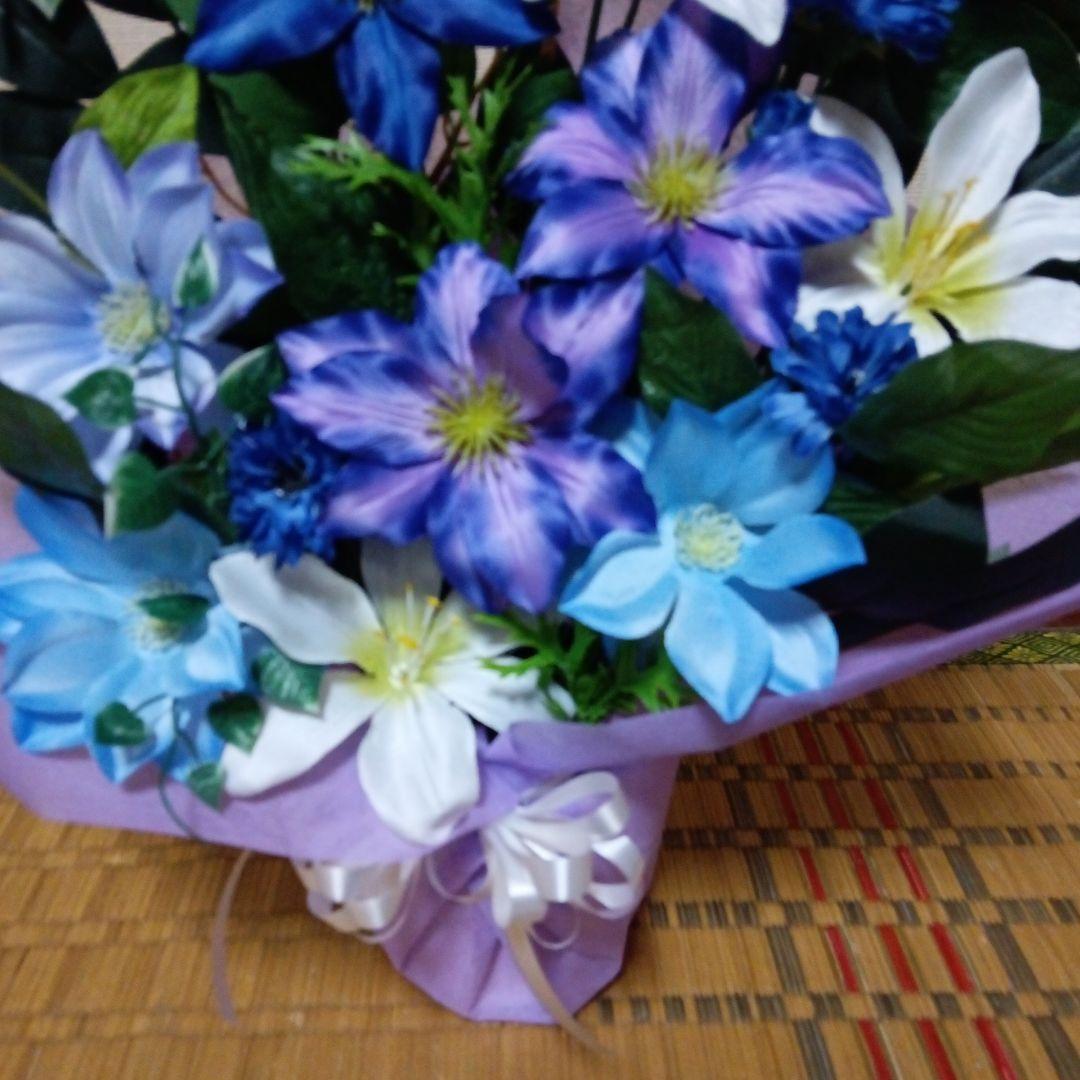 仏花　お供え花　初盆　造花　クレマチス　アレンジ