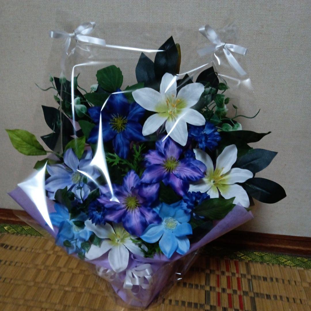 仏花　お供え花　初盆　造花　クレマチス　アレンジ