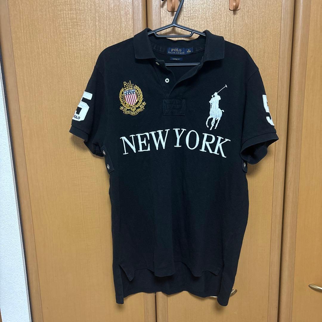 ポロラルフローレン 半袖ポロシャツ ビッグポニー ニューヨーク ブラック M