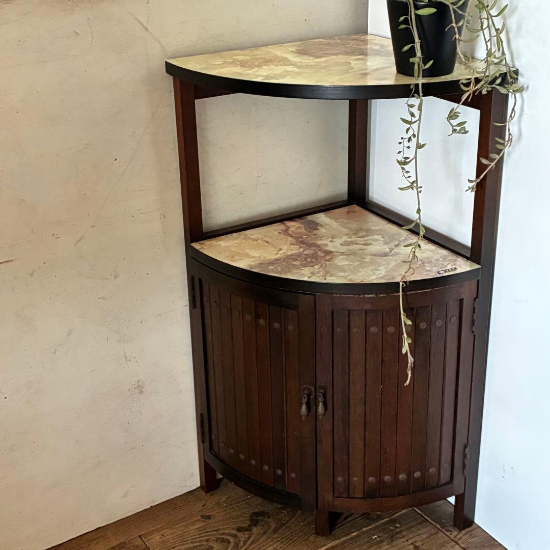 オールドカリモク ヴィンテージ コーナーラック シェルフ 棚 マーブル