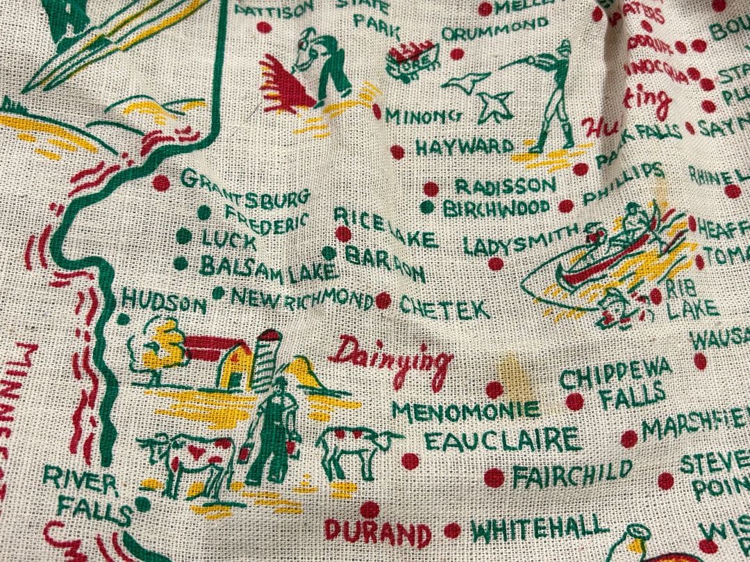 デッドストック 40s ビンテージ アンティーク スーベニア リネン エプロン