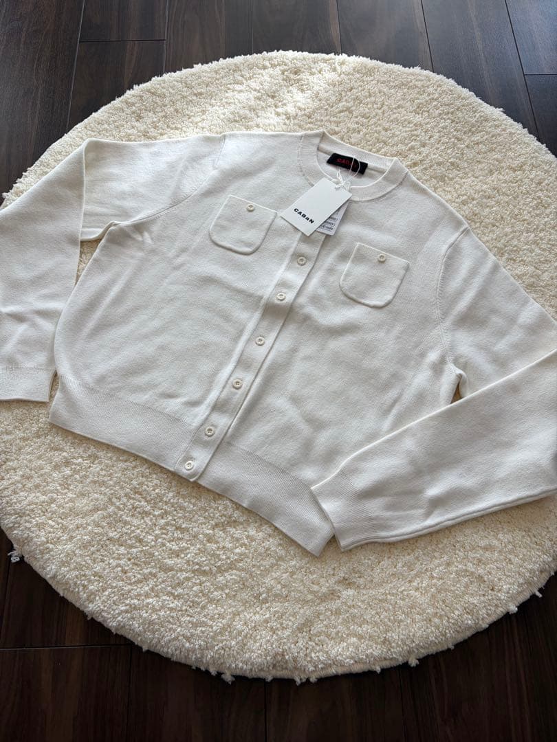 新品未使用品 タグ付き CABaN コットンカシミヤ クルーネックカーディガン