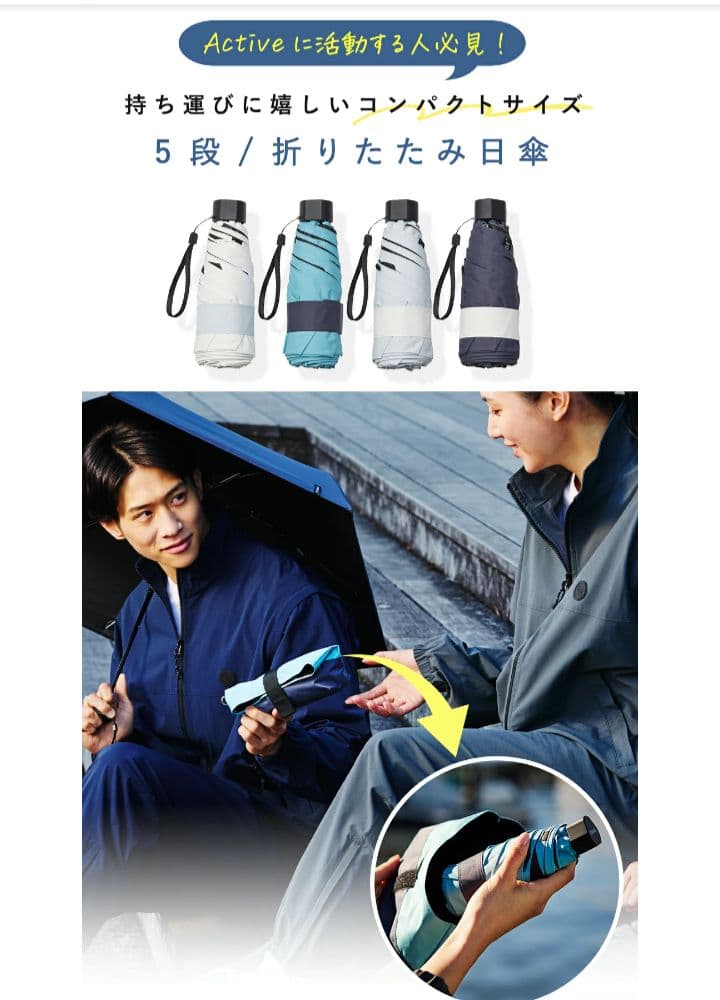 COKAGE+ ACTIVE 5段 ミニ 折りたたみ ミッドナイトブルー 東レ