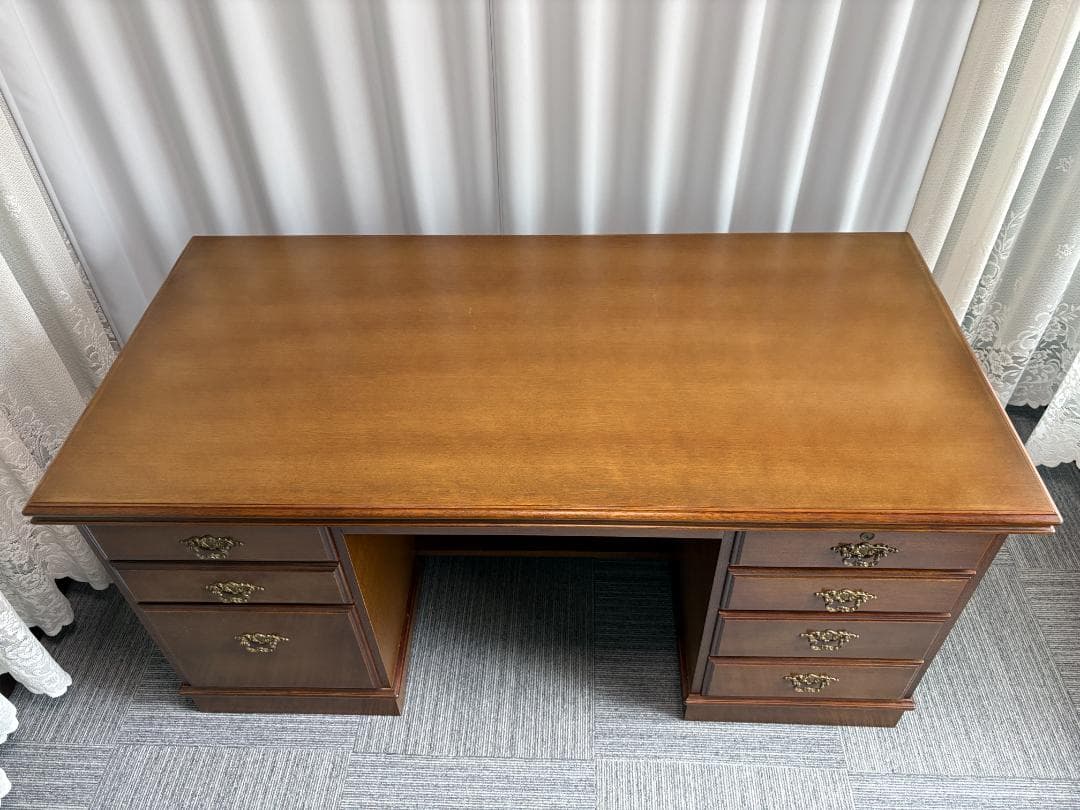 カリモク 書斎机 コロニアル デスク 両袖机 社長机 直接引き渡し歓迎