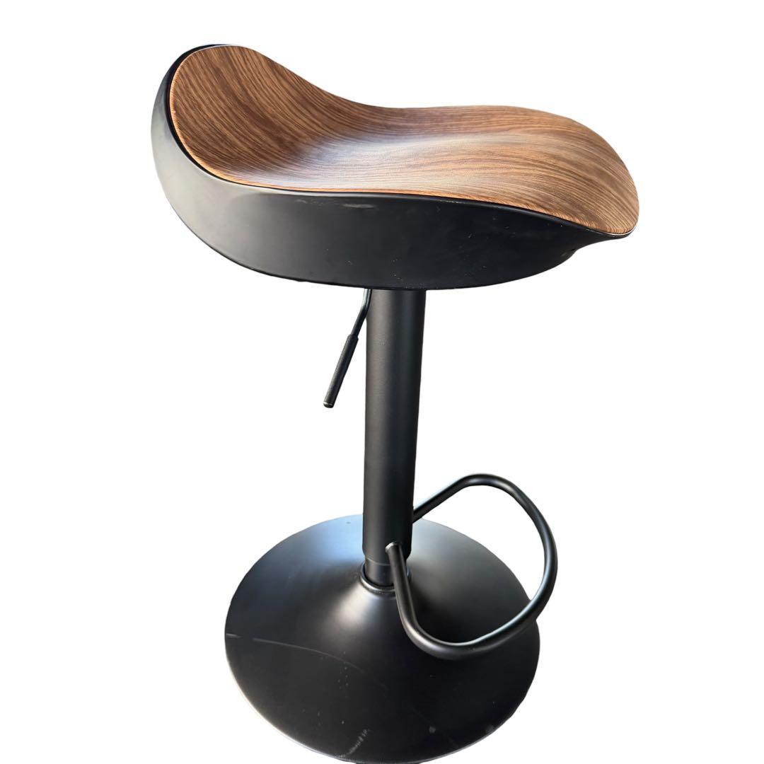 昇降式 木目調バーチェア 回転式 カウンターチェア 1脚