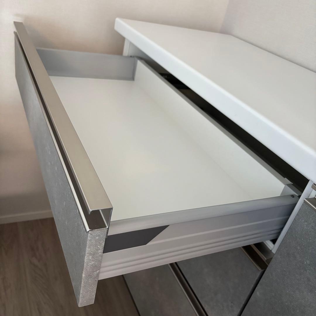 【極美品】ストーン調 カップボード 120cm セラミック天板