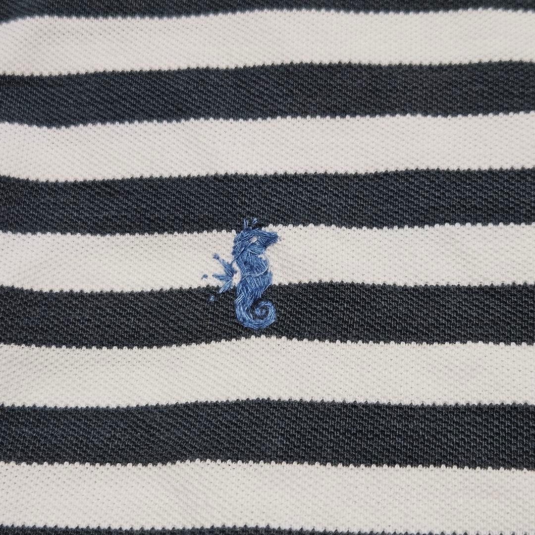 美品☆45R　縞カノコのMキャミポロ　ロゴ刺繍　ボーダー　ノースリーブ