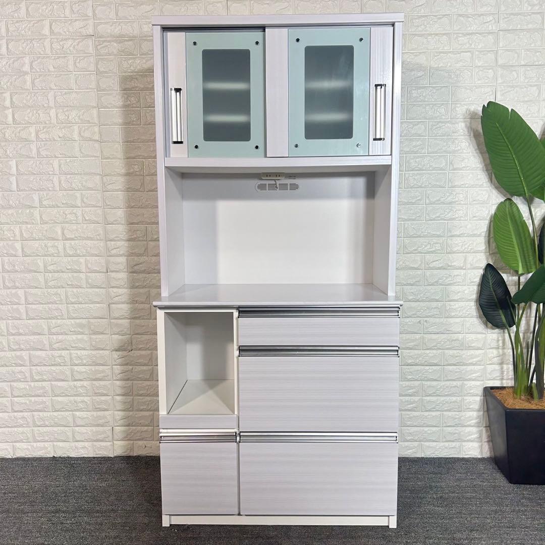 浅川木工 カップボード キッチンボード キッチン収納棚 幅90cm B058