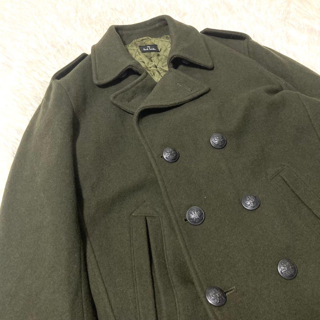 ポールスミス カシミヤ混 ウール Pコート Lサイズ カーキ 美品 ピーコート