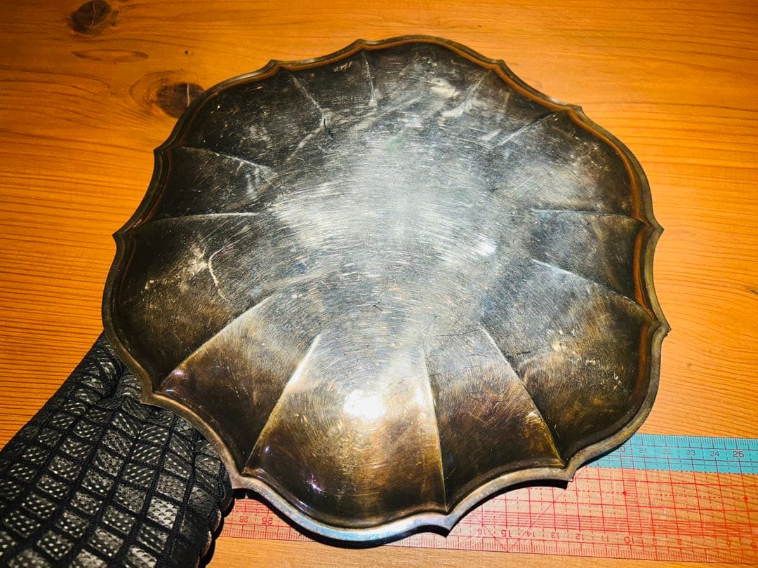 USAアンティーク】 シルバープレート　大皿　トレー　トレンチB