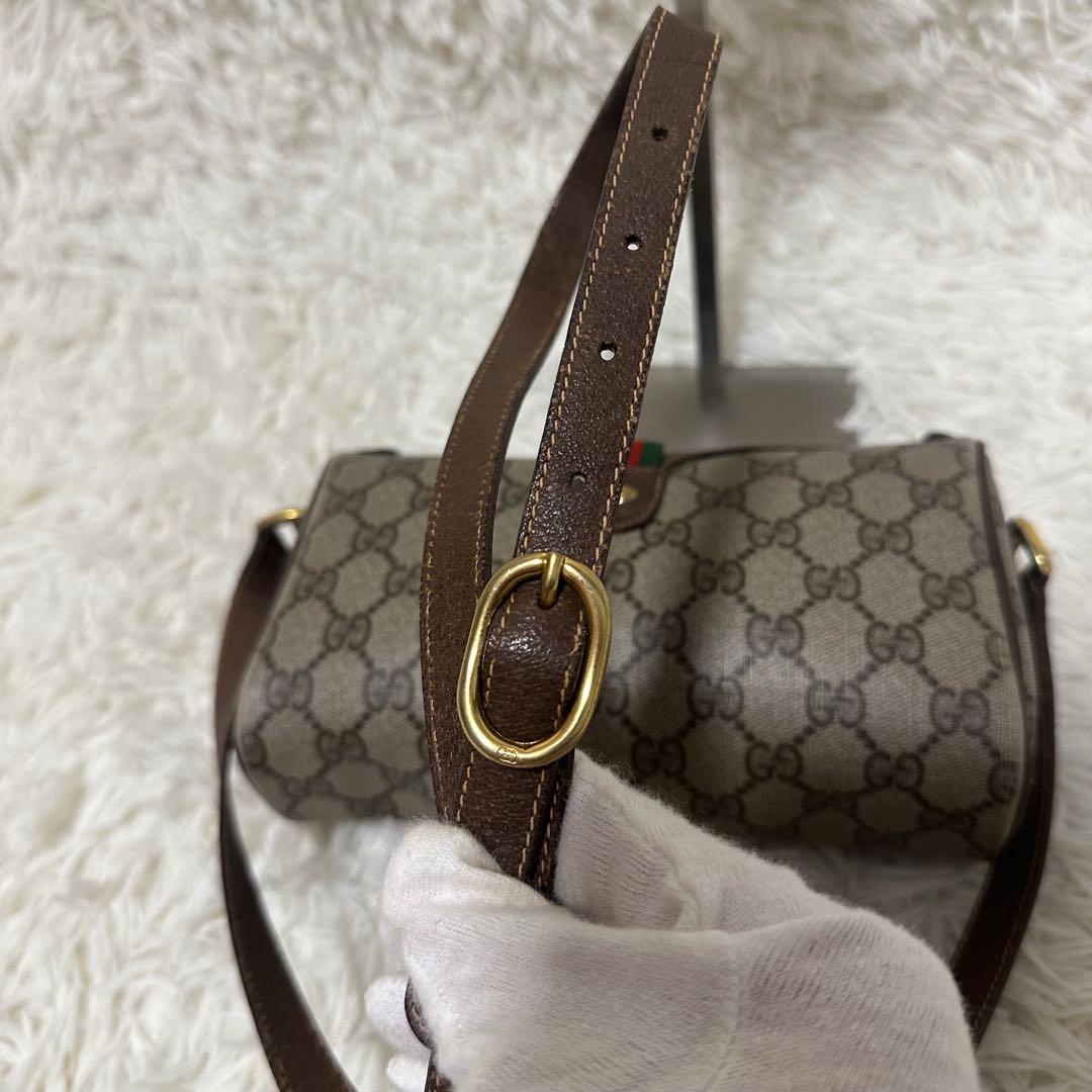 値下げ グッチ シェリーライン GG キャンバス レザー ショルダーバッグ