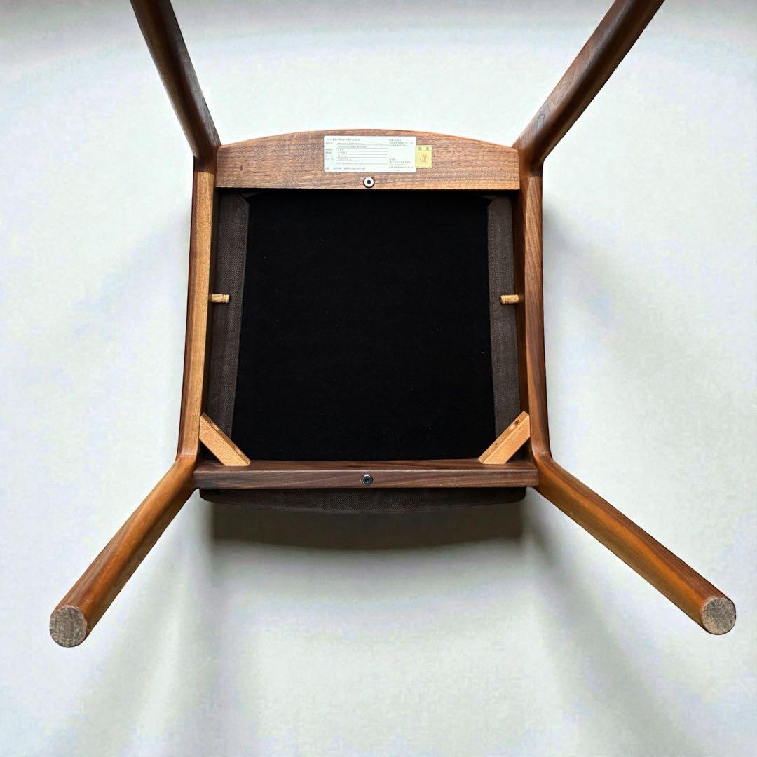 【美品】ナガノインテリア ウォールナット無垢材 ダイニングチェア オイル仕上げ①