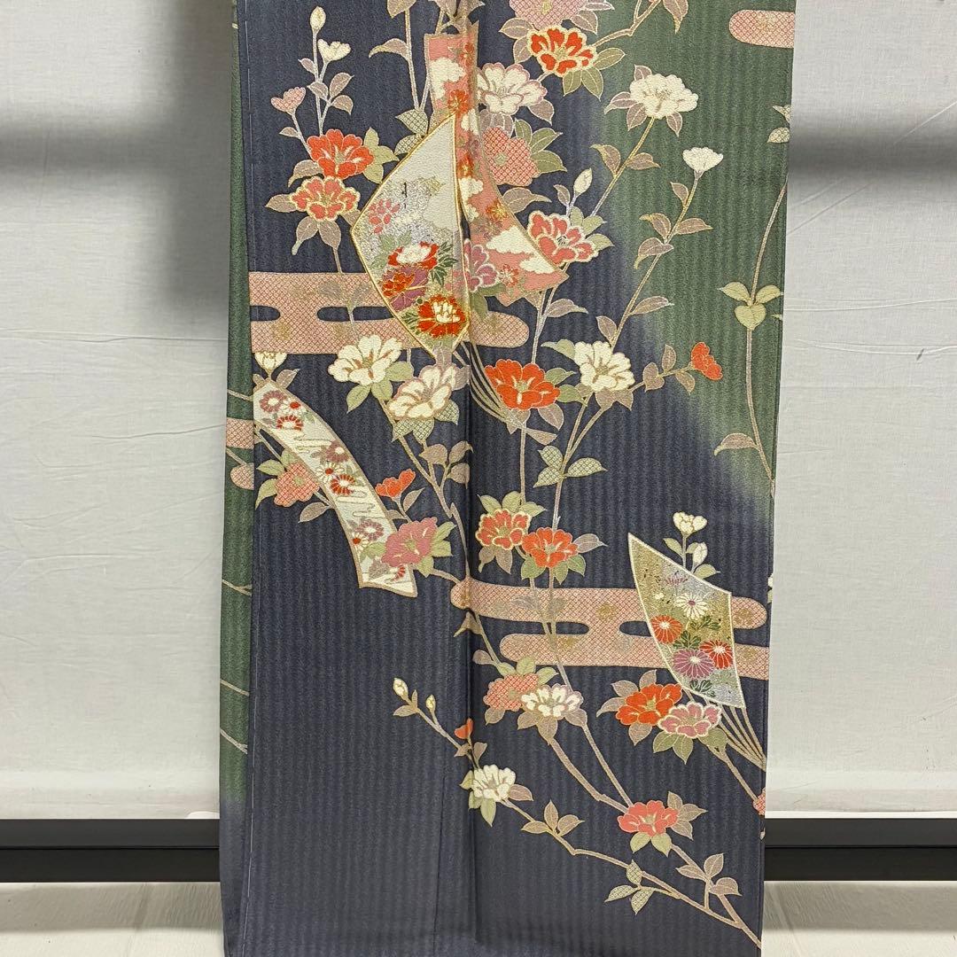 D233 訪問着　枝垂れ桜　金彩　正絹　着物　袷　しつけ糸付き未使用極美品
