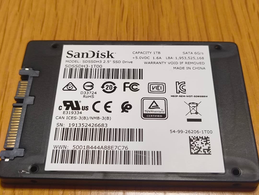 SanDisk 1TB 2.5インチ SSD SDSSDH3-1T00