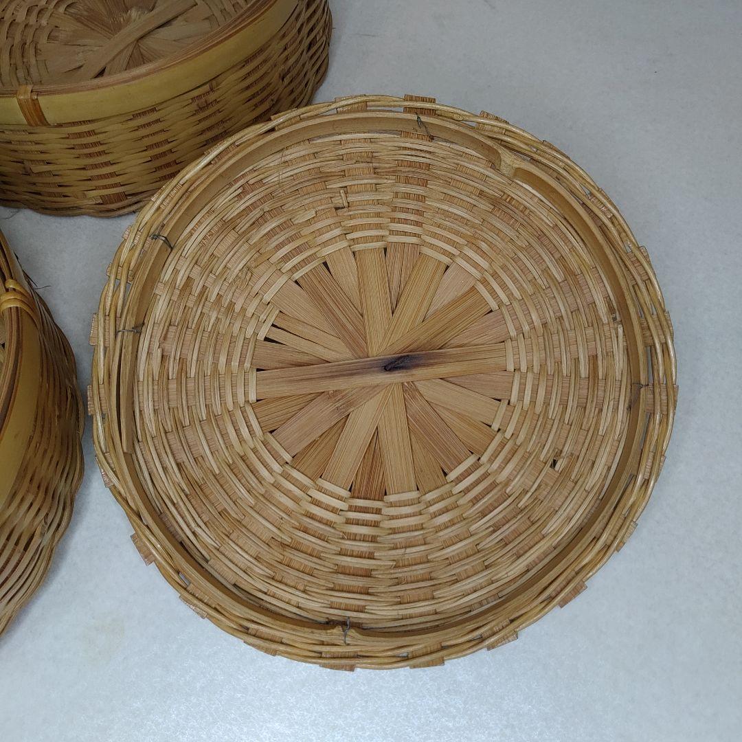 バスケット 竹細工 竹籠 2段重 お弁当箱 提藍 煎茶籠 茶籠 ピクニック